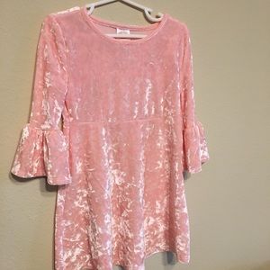 Girls Pink Velour Dress